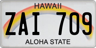 HI license plate ZAI709
