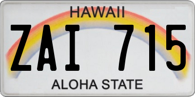 HI license plate ZAI715