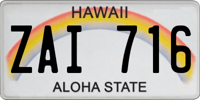 HI license plate ZAI716