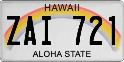 HI license plate ZAI721