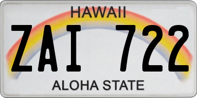 HI license plate ZAI722