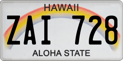 HI license plate ZAI728