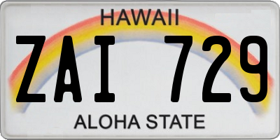 HI license plate ZAI729