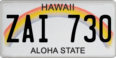 HI license plate ZAI730