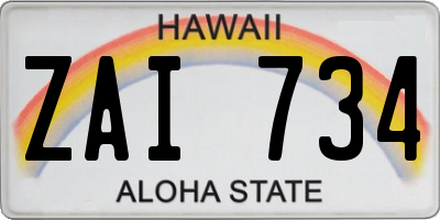 HI license plate ZAI734
