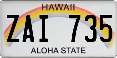 HI license plate ZAI735