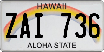HI license plate ZAI736