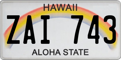 HI license plate ZAI743