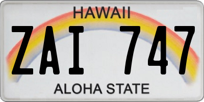 HI license plate ZAI747