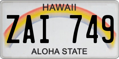 HI license plate ZAI749