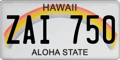 HI license plate ZAI750