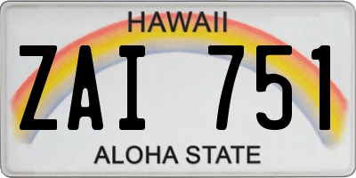 HI license plate ZAI751