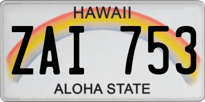 HI license plate ZAI753
