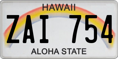 HI license plate ZAI754