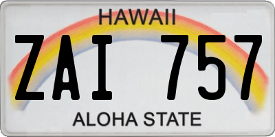 HI license plate ZAI757
