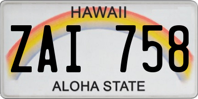 HI license plate ZAI758