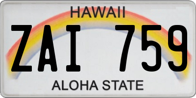 HI license plate ZAI759