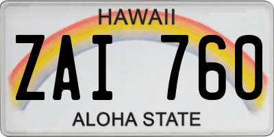 HI license plate ZAI760
