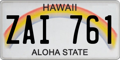 HI license plate ZAI761