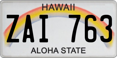 HI license plate ZAI763