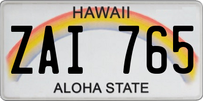 HI license plate ZAI765