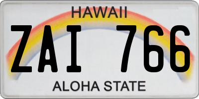 HI license plate ZAI766
