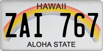 HI license plate ZAI767