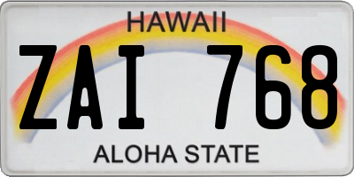 HI license plate ZAI768