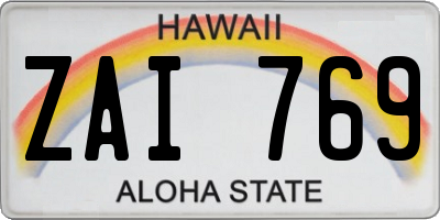 HI license plate ZAI769
