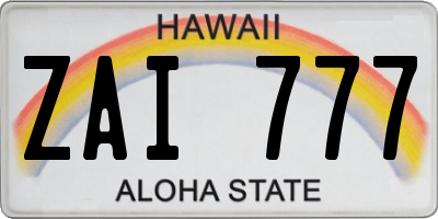 HI license plate ZAI777