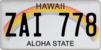 HI license plate ZAI778