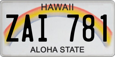HI license plate ZAI781