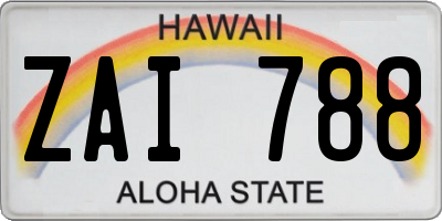 HI license plate ZAI788