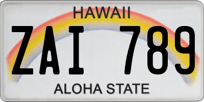 HI license plate ZAI789
