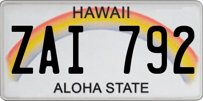 HI license plate ZAI792