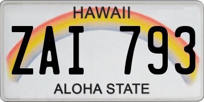 HI license plate ZAI793