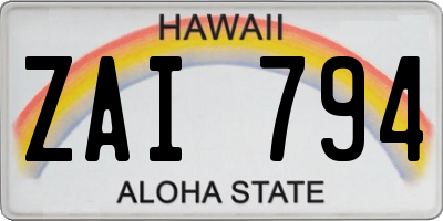 HI license plate ZAI794