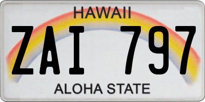 HI license plate ZAI797