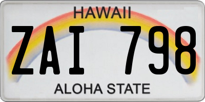 HI license plate ZAI798