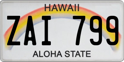 HI license plate ZAI799