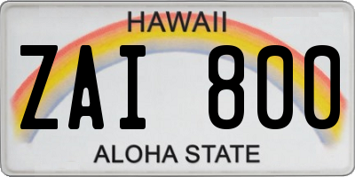 HI license plate ZAI800