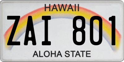 HI license plate ZAI801