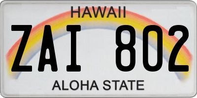 HI license plate ZAI802