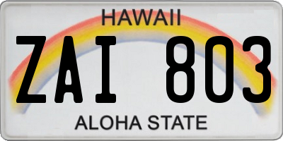 HI license plate ZAI803