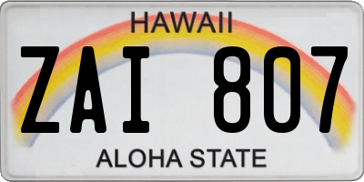 HI license plate ZAI807