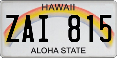 HI license plate ZAI815