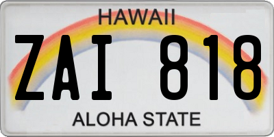 HI license plate ZAI818