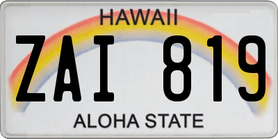 HI license plate ZAI819
