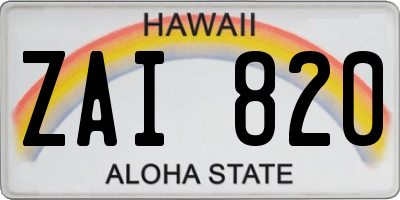 HI license plate ZAI820