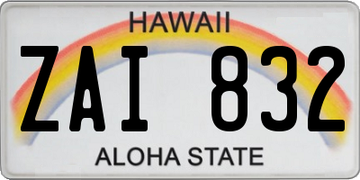 HI license plate ZAI832